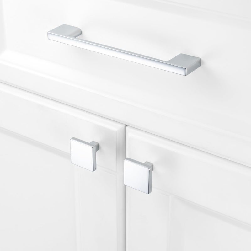 KOOFIZO Wide Foot Cabinet Bar Pull - Chrome Modern Solid Handle, 5 Inch/128mm Screw Spacing, 10-Pack for Kitchen Cupboard Door, Bedroom Dresser Drawer, Bathroom Wardrobe Hardware - Image 3